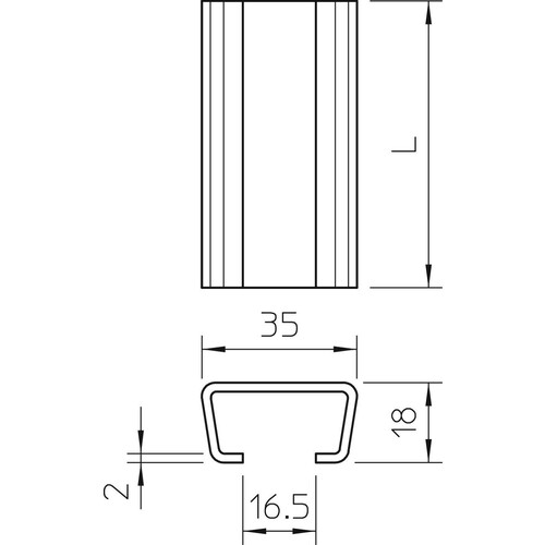 1112120 Obo 2063 2M FS Profilschiene 35x18 ungelocht Produktbild Additional View 1 L