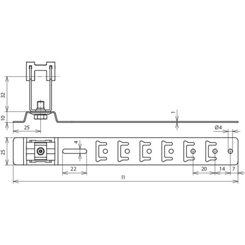 206319 Dehn Dachleitungshalter mit geprägter Strebe Niro 335 lang 32 hoch Produktbild Additional View 1 L