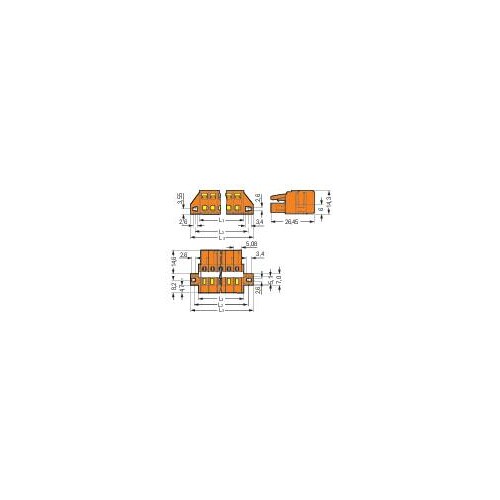 231-308/027-000 Wago Federleiste 8-pol. orange 0,08-2,5mm² mit 2 Rastnasen Produktbild Additional View 1 L