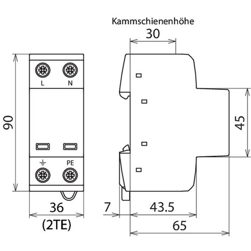 941110 DEHN Kombi Ableiter Typ 1 DSH TT 2P 255 Produktbild Additional View 2 L