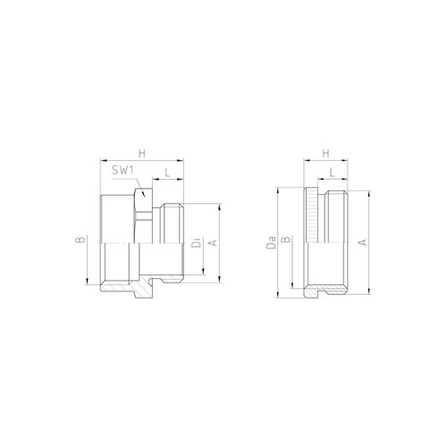 JPG13M20 Jacob Adapter PG 13,5/M20 x1,5 metall Produktbild Additional View 1 L