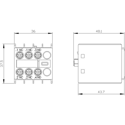 3RH2911-1HA12 SIEMENS Hilfssch. Block front 1S+2OE Produktbild Additional View 2 L