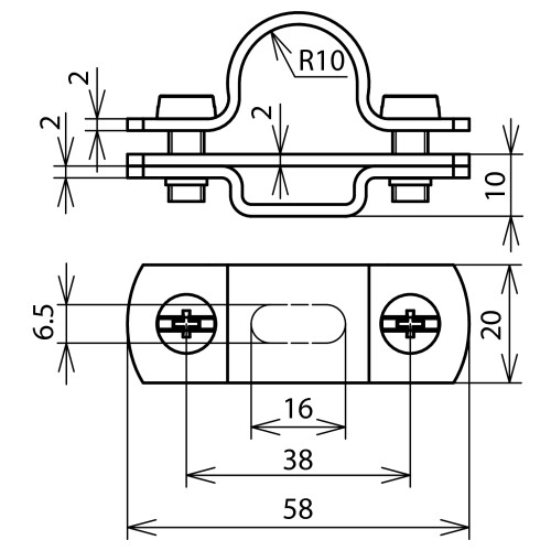 275229 DEHN Leitungshalter f. HVI-Leitun D 20mm m Langloch a16x6,5mm NIRO Produktbild Additional View 1 L