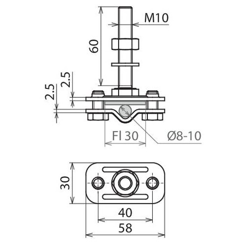 478129 DEHN Erdungs-Anschlussklemme mit Gewindebolzen M12 Produktbild Additional View 1 L