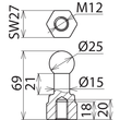 755200 DEHN Kugelfestpunkt D25mm gerade KFP25 M12 Produktbild Additional View 2 S