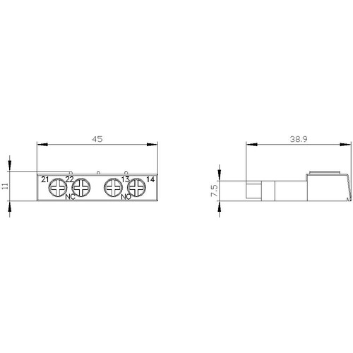 3RV2901-1E Siemens Hilfsschalter 1S+1Ö querliegend für 3RV2 Produktbild Additional View 2 L