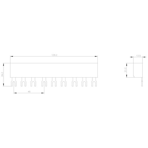 3RV1915-1BB SIEMENS 3-Phasen Sammelsch. Teilungsabstand 45mm für 3 Schalter Produktbild Additional View 1 L