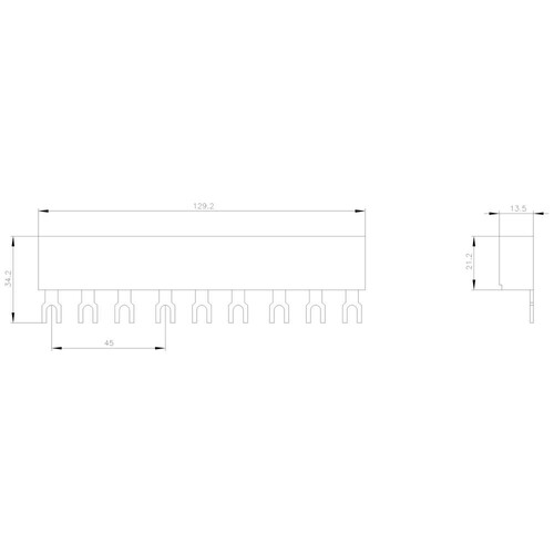 3RV1915-1BB SIEMENS 3-Phasen Sammelsch. Teilungsabstand 45mm fÃŒr 3 Schalter Produktbild Additional View 1 L