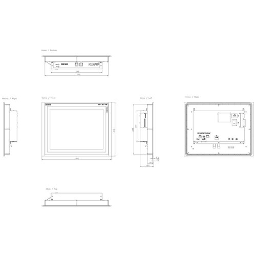 6AV6644-0AB01-2AX0 SIEMENS Touch Multipanel Windows VE 5.0 Produktbild Additional View 2 L