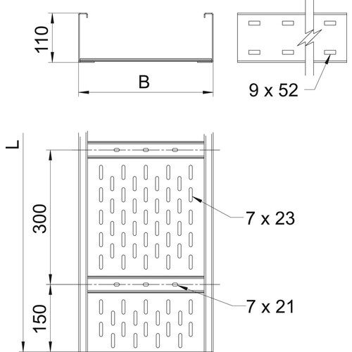 6098111 OBO WKSG 120 FS Weitspannkabelrinne 110x200x6000 ST Produktbild Additional View 1 L