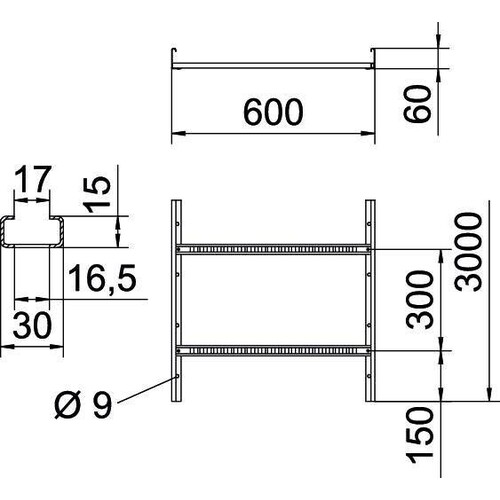 6208550 OBO LG 660 VS 3000FS Kabelleiter 60x600x300ST gelocht Produktbild Additional View 1 L