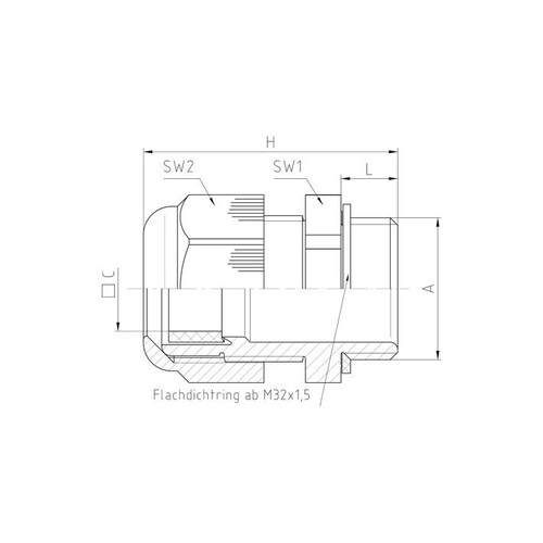 50.632 PA7035FK1 Jacob Anbauver- schraubung M32x1,5 Für Flachkabel 3x12mm Produktbild Additional View 1 L