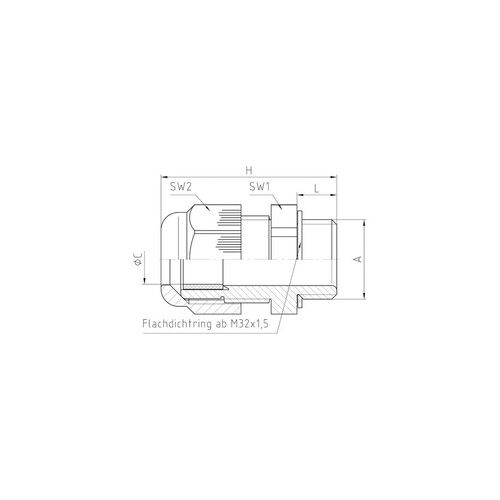 50.650PA/SWL Jacob Perf.Kabelverschraub- ung M50x1,5 RAl 9005 PA6 langes Gewinde Produktbild Additional View 1 L