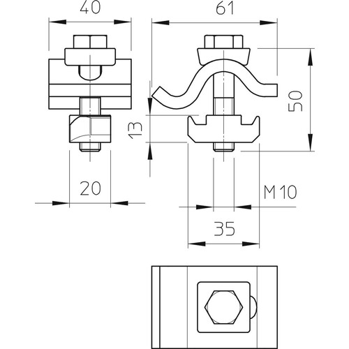 6355812 Obo TKH-L-25FT Spannklaue leicht mit Gleitmutter Produktbild Additional View 1 L