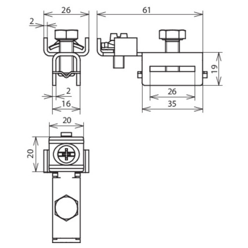 540900 Dehn Spannkopf NIRO f. Spannband 25x0,3mm 2 x 4-25mm² Produktbild Additional View 2 L