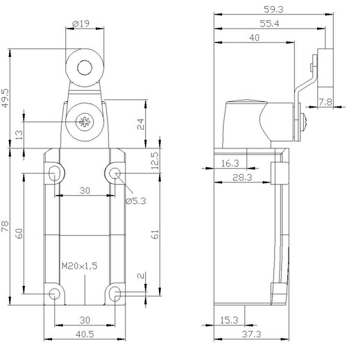 3SE5112-0CH02 SIEMENS SIRIUS Positions schalter Metallgehäuse 40mm Produktbild Additional View 2 L