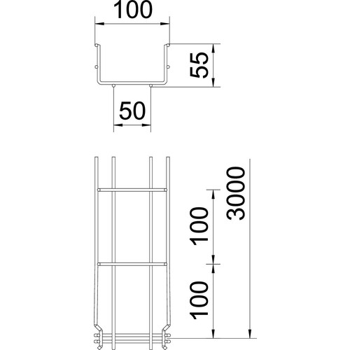 6001072 OBO Gitterrinne Magic GRM55/100 V2A edelstahl 55x100x3000mm Produktbild Additional View 1 L