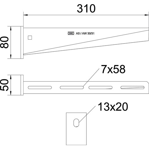 6442854 OBO Wandausleger 300mm AW30/31 V2A Produktbild Additional View 1 L