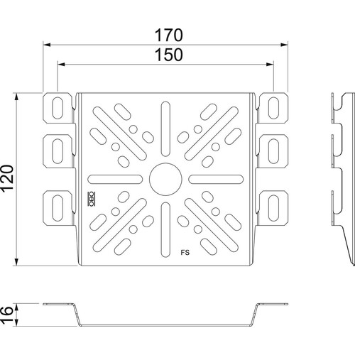 7085133 OBO MP UNI VA4301 Montageplatte 170x115 VA, universal Produktbild Additional View 1 L