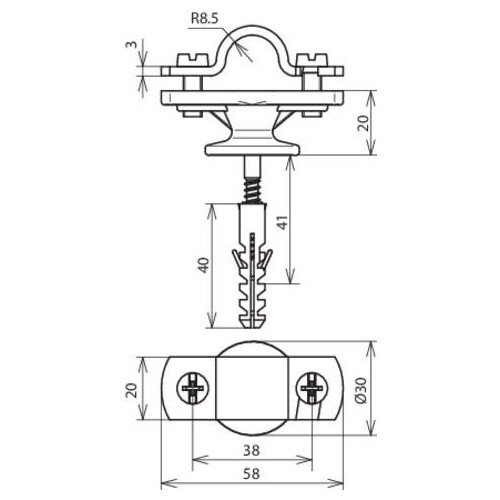 275260 DEHN Stangenhalter m. Abdeck- scheibe f. Rd 16mm St-ZG m. Befest.-Mat. Produktbild Additional View 2 L