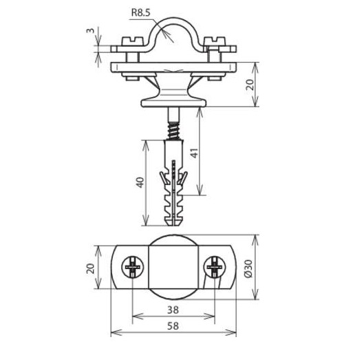 275260 DEHN Stangenhalter m. Abdeck- scheibe f. Rd 16mm St-ZG m. Befest.-Mat. Produktbild Additional View 1 L