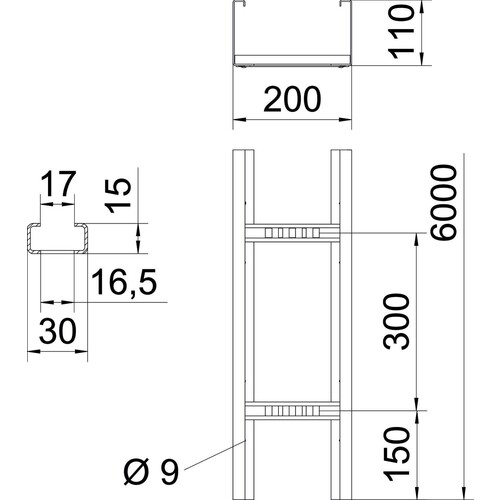 6311008 OBO WKLG 1120 FS Weitspannkebel leiter 110x200x6000 mit Seitenlochung Produktbild Additional View 1 L