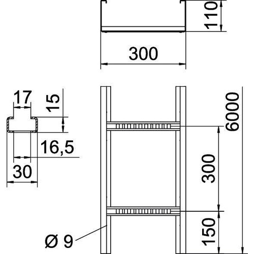 6311012 OBO WKLG Weitspannkabelleiter 110x300x6000 mit Seitenlochung Produktbild Additional View 1 L