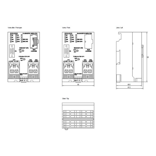 6ES7972-0AB01-0XA0 SIEMENS SIMATIC S7 DIAGNOSE-REPEATER FUER PROFIBUS-DP Produktbild Additional View 2 L