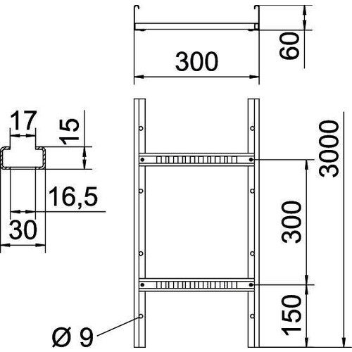 6208541 LG 630 VS 3000 FS OBO Kabelleiter/Steigeleiter leicht Produktbild Additional View 1 L