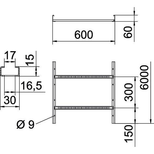 6208661 OBO LG 660 VS 6000FT Kabelleiter 60x600x6000 gelocht Produktbild Additional View 1 L