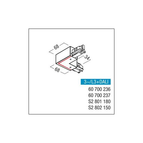 60700236 Zumtobel L3+DALI VERB-W ERD-A WH Winkelverbinder Schutzleiter außen Produktbild Additional View 1 L