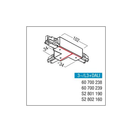 60700238 Zumtobel L3+DALI VERB-T ERD-A R WH T-Verbinder Schutzleiter rechts Produktbild Additional View 1 L