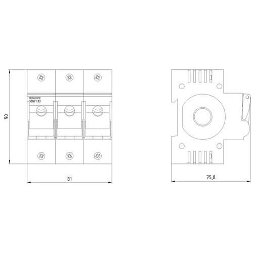 5SG7 133    Siemens Minized Lasttrennschalter 3P  63 Produktbild Additional View 2 L