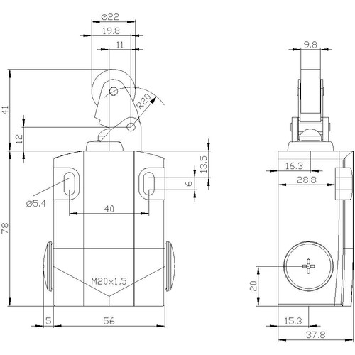 3SE5122-0CE02 SIEMENS Sirius Positions- schalter Metallgehäuse 56mm breit Produktbild Additional View 2 L