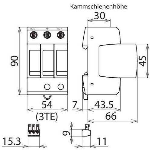 952515 DEHN Überspannungsableiter Typ 2 DG M YPV SCI 1000 FM f. PV-Anl. 1000VDC Produktbild Additional View 3 L