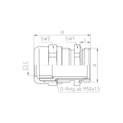 50.650 MFK1 Jacob Flachkabelverschraub. messing M50x1,5  13x34 bis 4x24 Produktbild Additional View 1 L