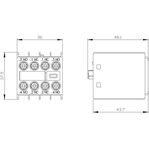 3RH2911-1FA22 Siemens Hilfsschalter 2S+2Ö für Schütze 3RT2 und 3RH2 Produktbild Additional View 2 L