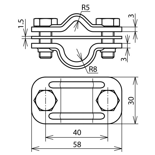 460507 Dehn Zweimetall Trennklemme 8-10mm CU -> 16mm St/tZn Produktbild Additional View 1 L