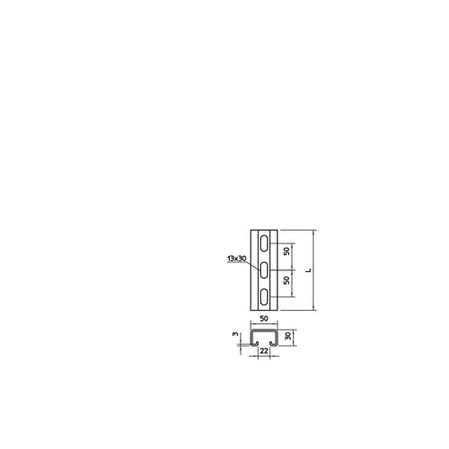 1121243 OBO CPS 5 L 300 FT Profilschiene gelocht, Schlitzweite 22mm 300x50x30 Produktbild Additional View 1 L