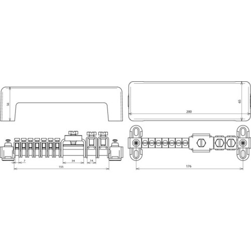 563010 Dehn Pot-Schiene R15 mit Reihen klemmensystem 7x25,2x95,1x30x4mm Produktbild Additional View 1 L