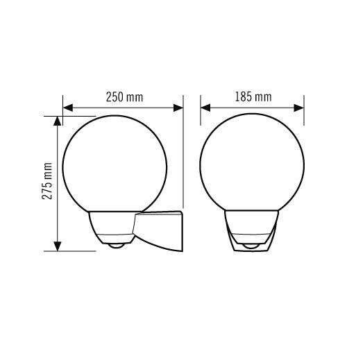 EL10026126 Esy Lux Automatikleuchte AL P Garde 130 schwarz opalglas IP44 Produktbild Additional View 1 L