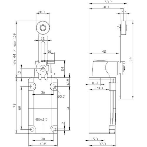 3SE51120CH50 SIEMENS Positionsschalter m. längenverstellb. Schwenkh. Metallgeh. Produktbild Additional View 2 L