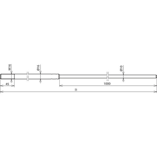 103231 DEHN Fangstange M 16mm L 2500mm AlMgSi F22 verjüngt a. 10mm Produktbild Additional View 1 L