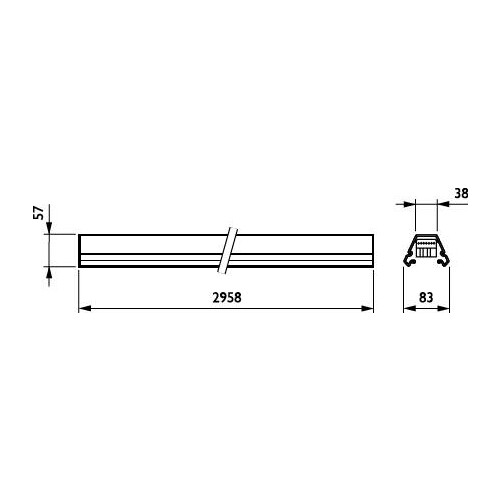 58365299 Philips Maxos TL5 Tragschiene 2-längig TL5 35/49/80W Verdr. 7x2,5qmm Produktbild Additional View 2 L