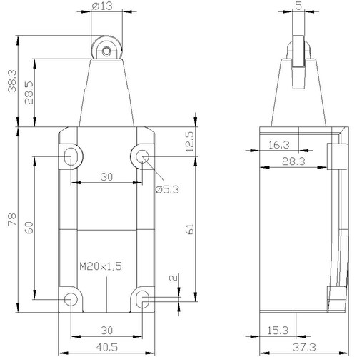 3SE5112-0CD02 SIEMENS Positionsschalter m. Rollenstössel Metallgehäuse Produktbild Additional View 2 L