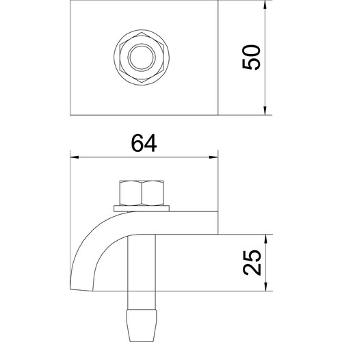 6355072 OBO KWH 25 FT Klemmwinkel mit Hakenschraube h=25mm 60x50 St FT Produktbild Additional View 1 L