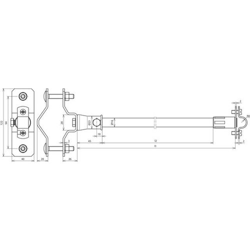 106228 DEHN DEHNiso-Distanzhalter f. Rd 16mm L 1015mm m. Rohrschelle D 40-60mm Produktbild Additional View 2 L