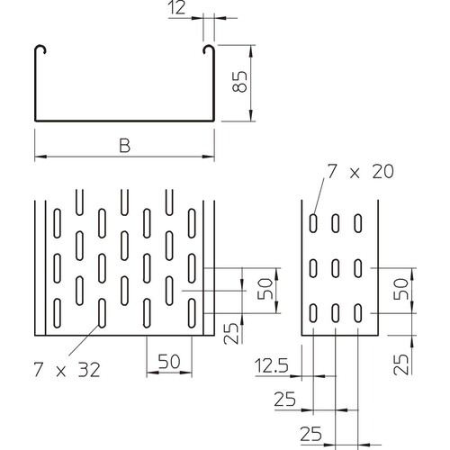 6057101 OBO MKS 810 FS Kabelrinne MKS gelocht, mit Verbinder 85x100x3000 Produktbild Additional View 1 L