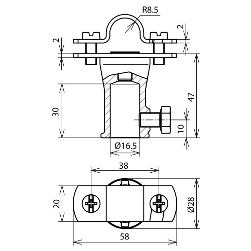 106129 Dehn Stangenhalter mit Befestigungsbuchse Produktbild Additional View 1 L