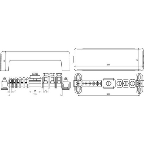 563020 DEHN Potentialausgleichschiene m. Abdeckung 5x 2,5-25mm² 3x16-95mm² 1x Produktbild Additional View 1 L